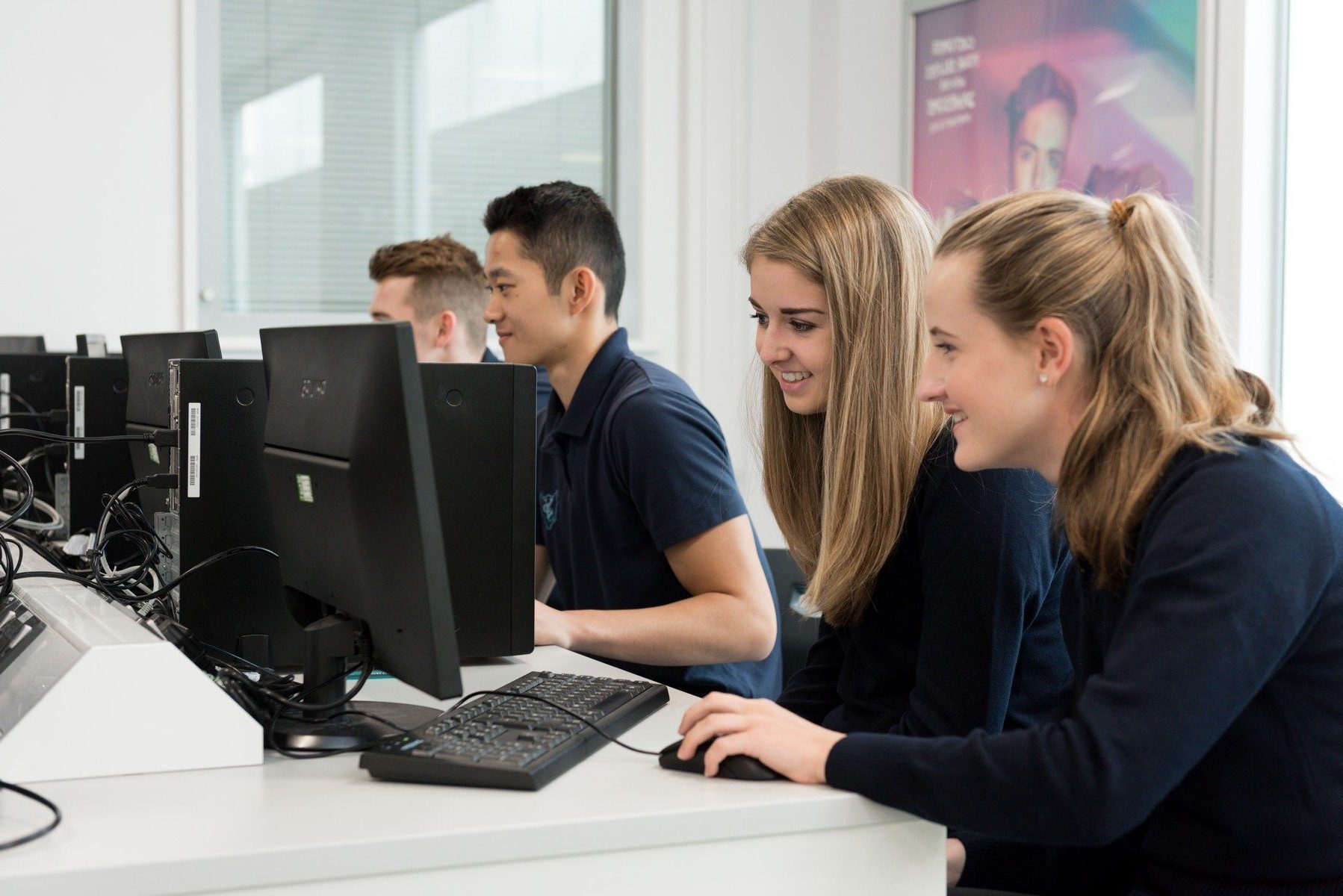 students working at a computer
